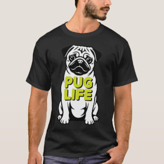 Vintage Mountain Pug Leben Minimalistische Vektor  T-Shirt