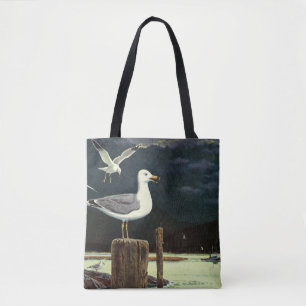 Vintage Möwe auf Pier sitzend, Meeresvögel Tiere
