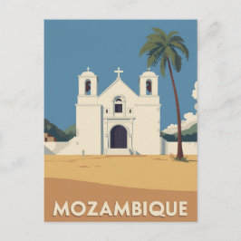 Vintage Mozambique Travel Poster Church Art Postkarte