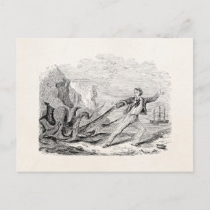 Vintage Mr. Beale Pouple Octopus Schablone leer Postkarte
