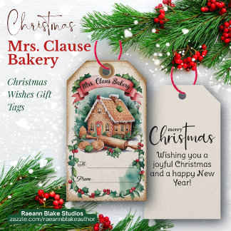 Vintage Mrs. Clause Bäckerei Weihnachtswünsche Geschenkanhänger