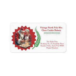 Vintage-Mrs.-Santa-Weihnachts-Hausgebäck-Bäckerei Adressaufkleber