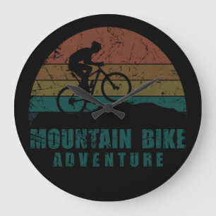 Vintage MTB-Abenteuer - Mountainbiking Große Wanduhr