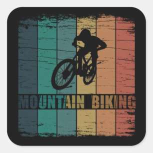 Vintage-MTB-Downhill-Mountainbike Quadratischer Aufkleber