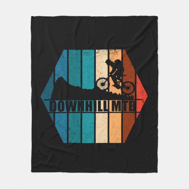 Vintage-MTB-Downhill-Mountainbiking Fleecedecke (Vorderseite)