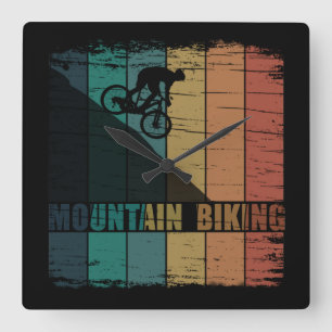 Vintage-MTB-Downhill-Mountainbiking Quadratische Wanduhr