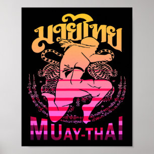Vintage Muay Thai Kämpfer Thailand Thai Boxing Kic Poster