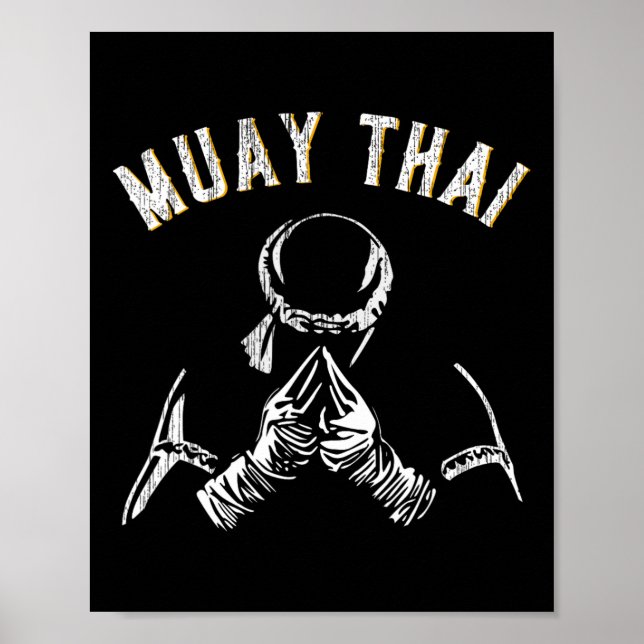 Vintage Muay Thai Training Mma Kickboxen  Poster (Vorne)