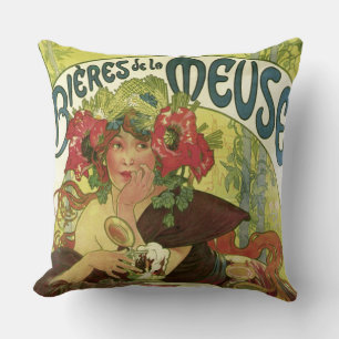 Vintage Mucha-Bierwerbung Kissen