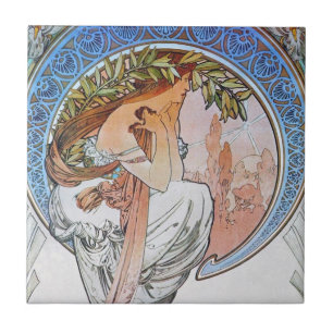 Vintage Mucha Kunst Fliese
