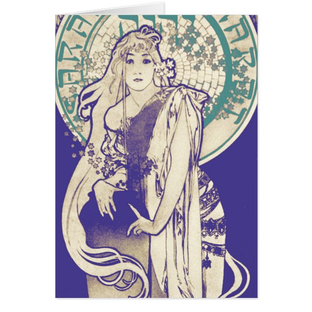 Vintage Mucha Kunst Nouveau Theater-Frau Bernhardt (Vorne)
