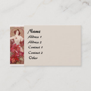 Vintage Mucha Lady Business Card Visitenkarte