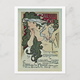 Vintage Mucha Salon des Cent Kunstausstellung Postkarte