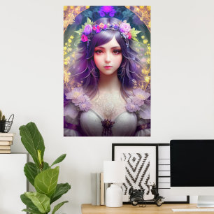 Vintage Mucha Style Schönes Frauenporträt Poster
