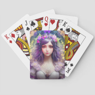 Vintage Mucha Style Schönes Frauenporträt Spielkarten