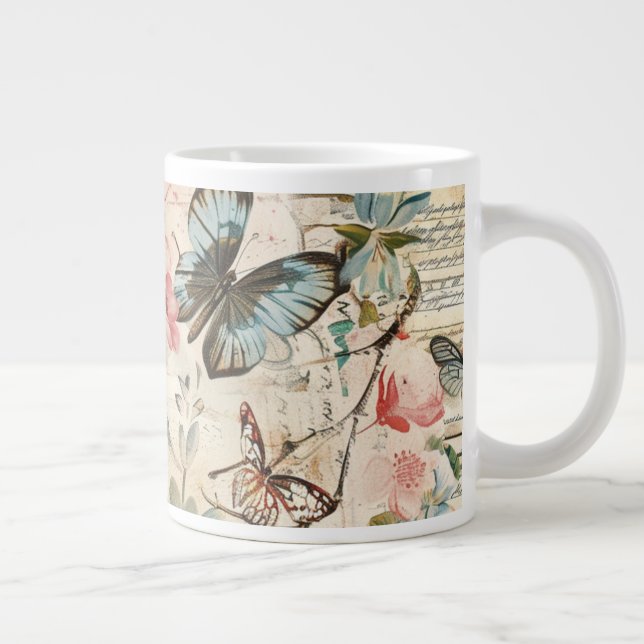 Vintage Multi-Butterfische und Blume Jumbo-Tasse (Rechts)
