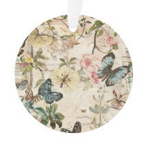 Vintage Multi-Butterfische und Blume