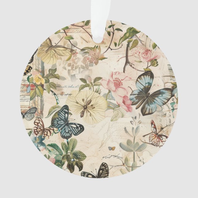 Vintage Multi-Butterfische und Blume Ornament (Vorderseite)