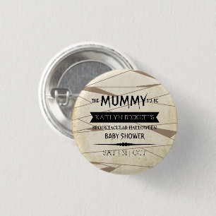 Vintage Mumie wird geboren Halloween-Baby-Party Button