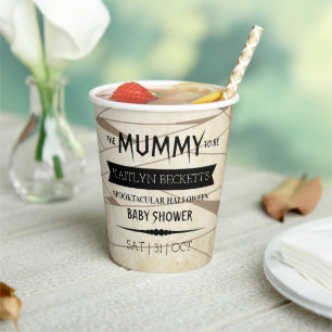 Vintage Mumie wird geboren Halloween-Baby-Party Pappbecher
