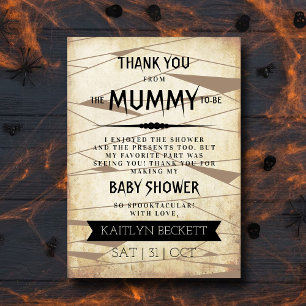 Vintage Mummy Halloween-Kinderdusche Dankeskarte