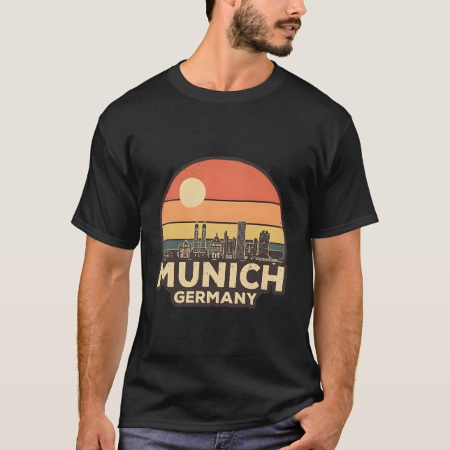 Vintage Münchener Skyline T-Shirt (Vorderseite)