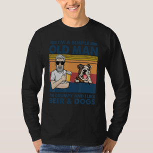 Vintage mürrischer alter Mann mag Bier und englisc T-Shirt