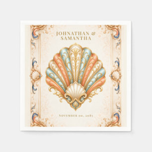 Vintage-Muschel-Küsten-Hochzeitsservietten Strand Serviette
