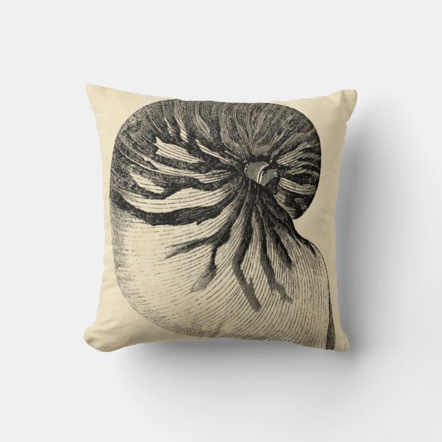 Vintage Muschel Schwarz/Weiß Kissen (Vorderseite)