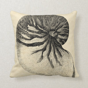 Vintage Muschel Schwarz/Weiß Kissen