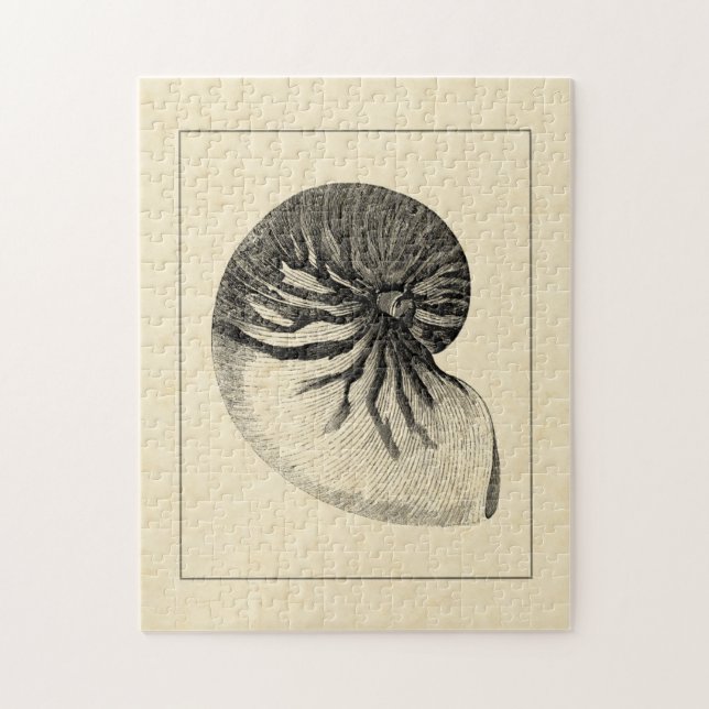 Vintage Muschel Schwarz/Weiß Puzzle (Vertikal)