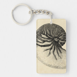 Vintage Muschel Schwarz/Weiß Schlüsselanhänger