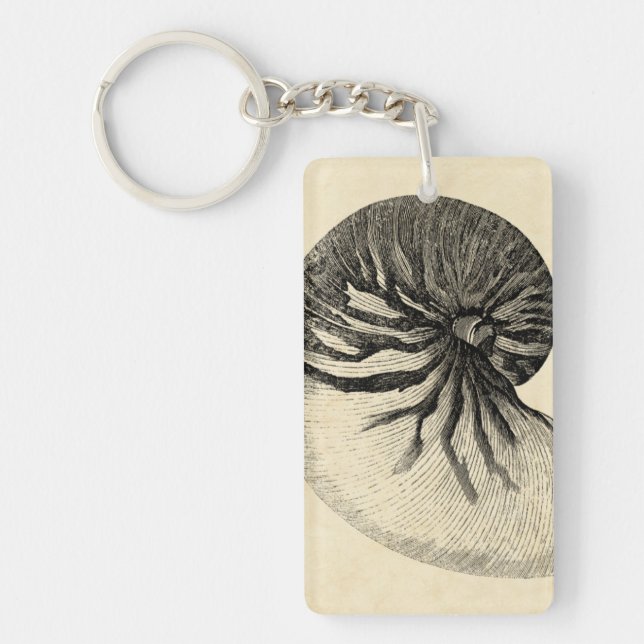 Vintage Muschel Schwarz/Weiß Schlüsselanhänger (Vorderseite)