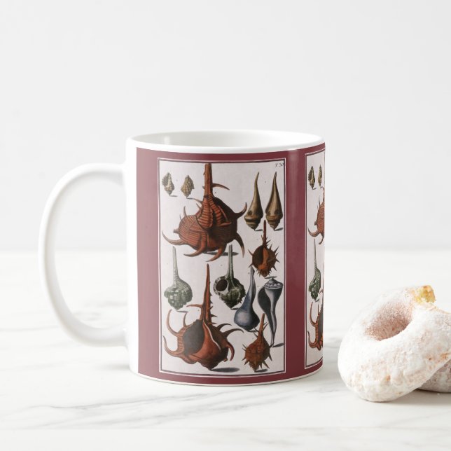 Vintage Muscheln, Meereslebewesen Muscheln Tasse (Mit Donut)