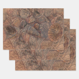 Vintage Muscheln Ocean Beach Brown Dekoupage Geschenkpapier Set