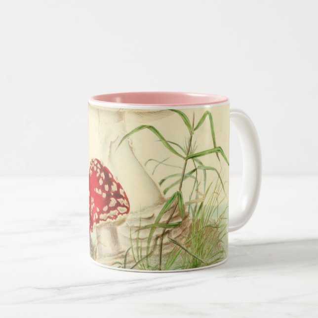 Vintage Mushroom-Illustration - Natur-Inspiriert Zweifarbige Tasse (VorderseiteRechts)