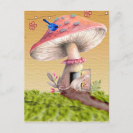 Vintage Mushroom Maus House Grußkarte Postkarte