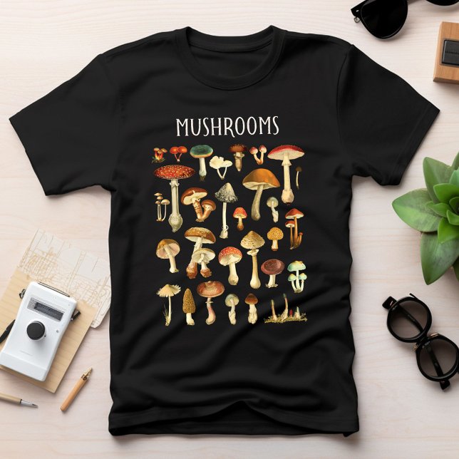 Vintage Mushroom-Übersicht T-Shirt (Close up)