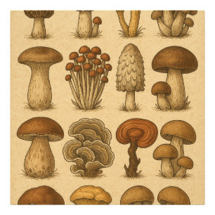 Vintage Mushrooms Fotodruck