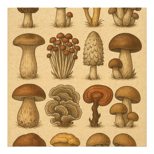 Vintage Mushrooms Fotodruck (Vorne)