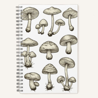 Vintage Mushrooms Notebook Notizbuch