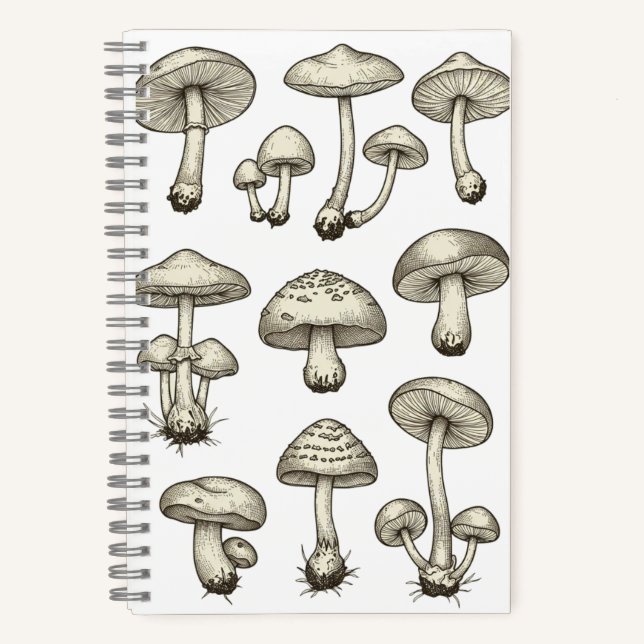 Vintage Mushrooms Notebook Notizbuch (Vorderseite)