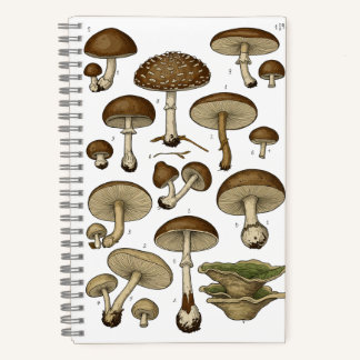 Vintage Mushrooms Notebook Notizbuch