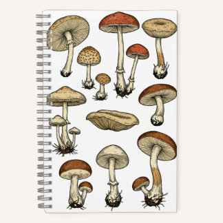 Vintage Mushrooms Notebook Notizbuch