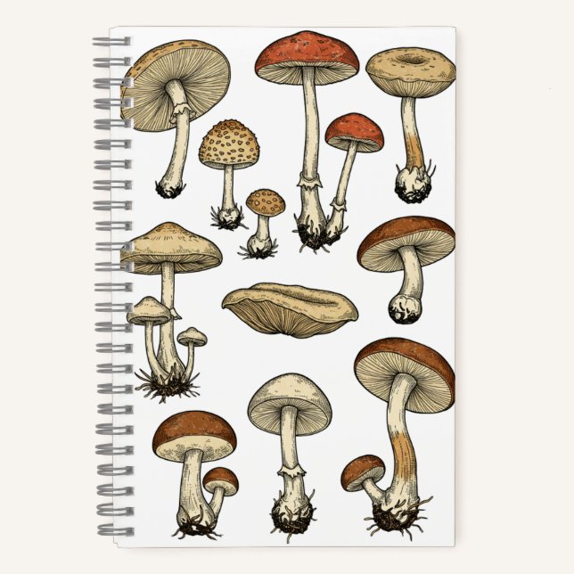 Vintage Mushrooms Notebook Notizbuch (Vorderseite)