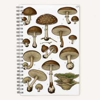Vintage Mushrooms Notebook Notizbuch