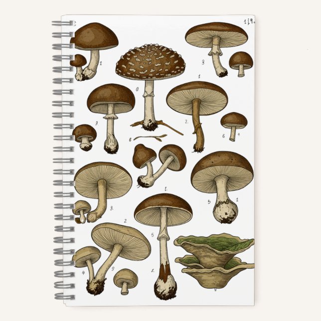 Vintage Mushrooms Notebook Notizbuch (Vorderseite)