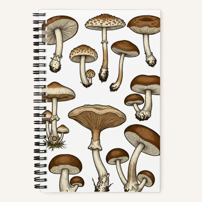 Vintage Mushrooms Notizbuch (Vorderseite)