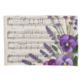 Vintage Music and Lavender Pansies Floral Kissenbezug