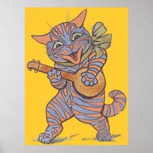 Vintage Musical Cat Poster Druck